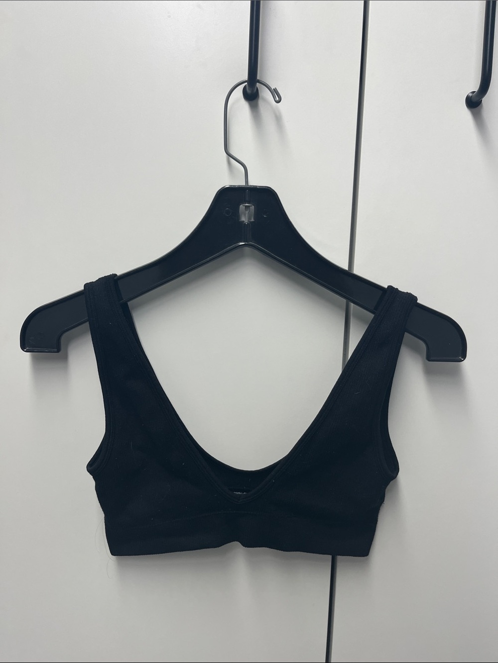 Urban Planet Black Ribbed V-Neck Sports Bralette